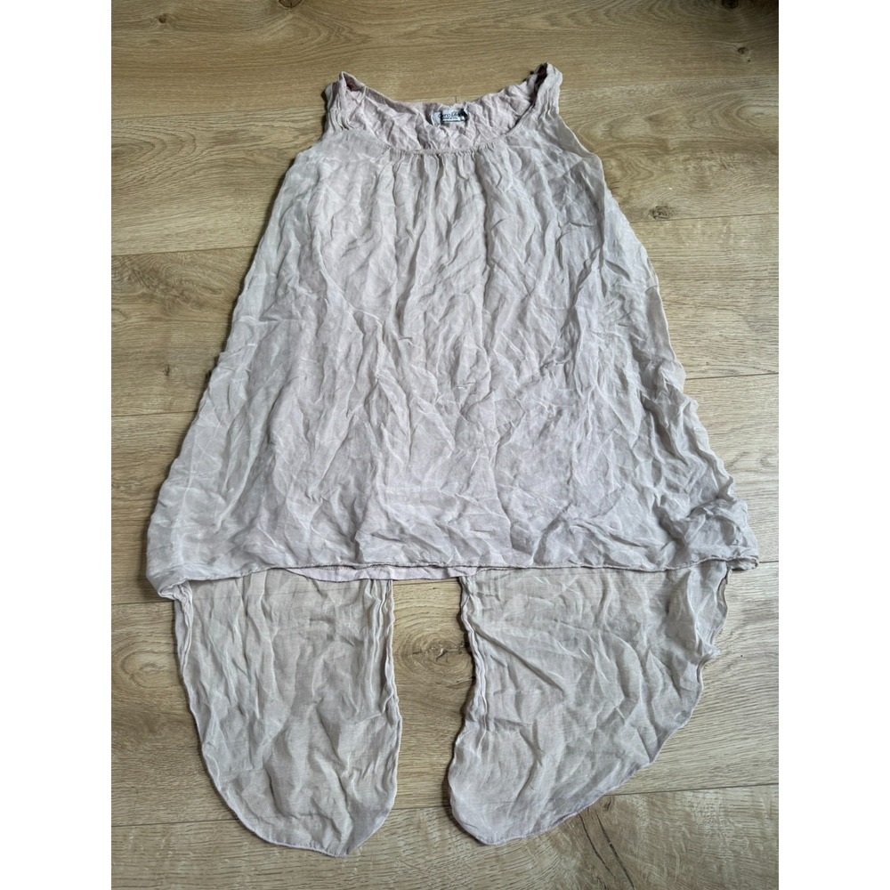 Elena Baldi made in Italy 100% silk top draped tail tank top coastal size S